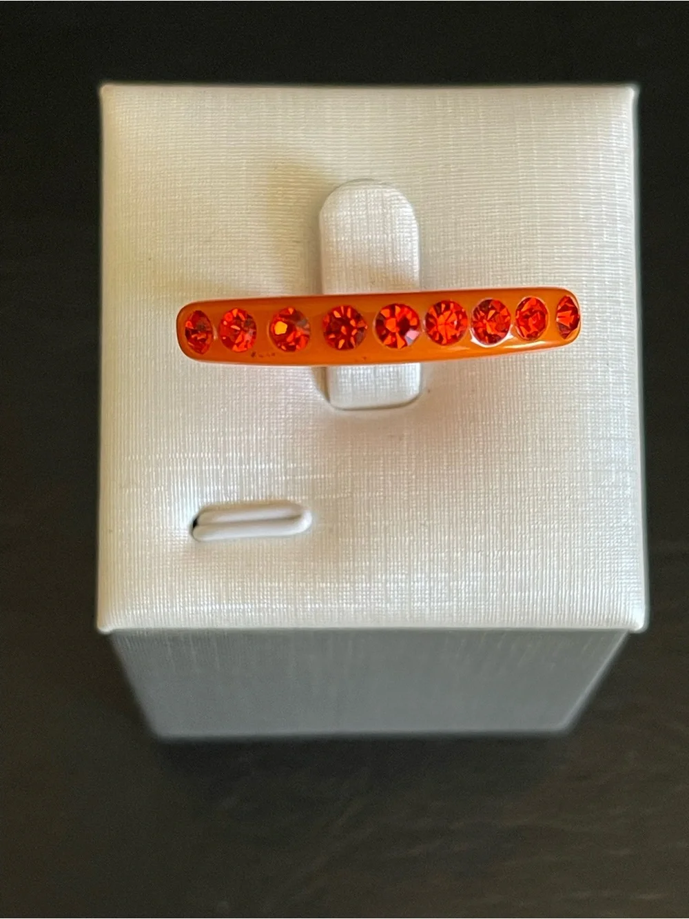 2 vintage Pink and Orange lucite rhinestone Ring